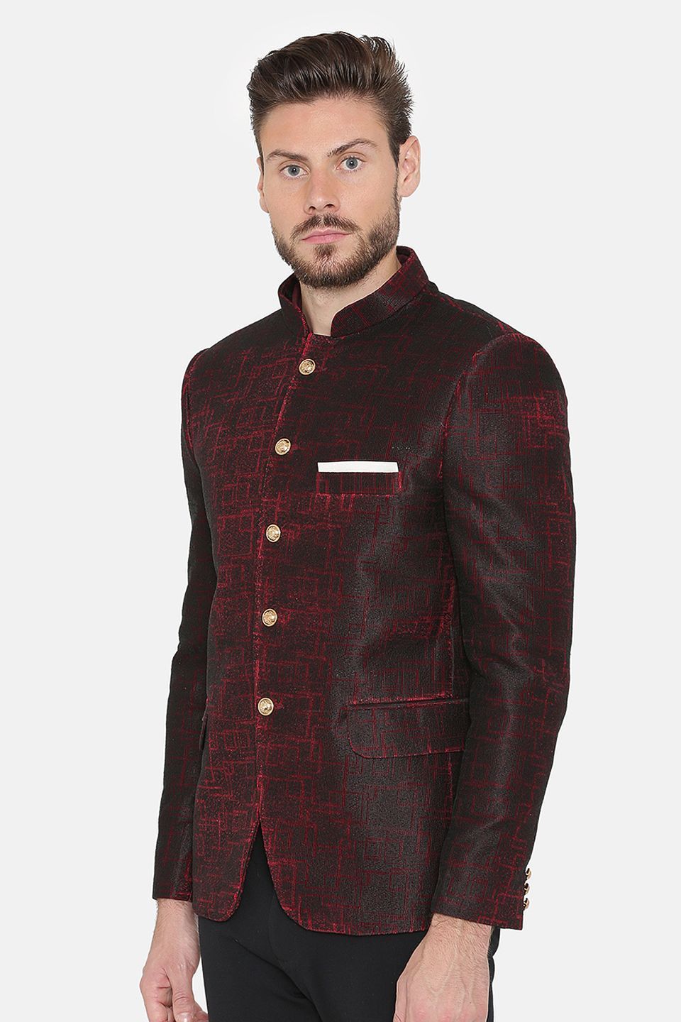 Imported Rayon Red Bandhgala