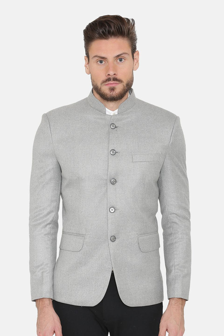 Wool Blend Blue Bandhgala