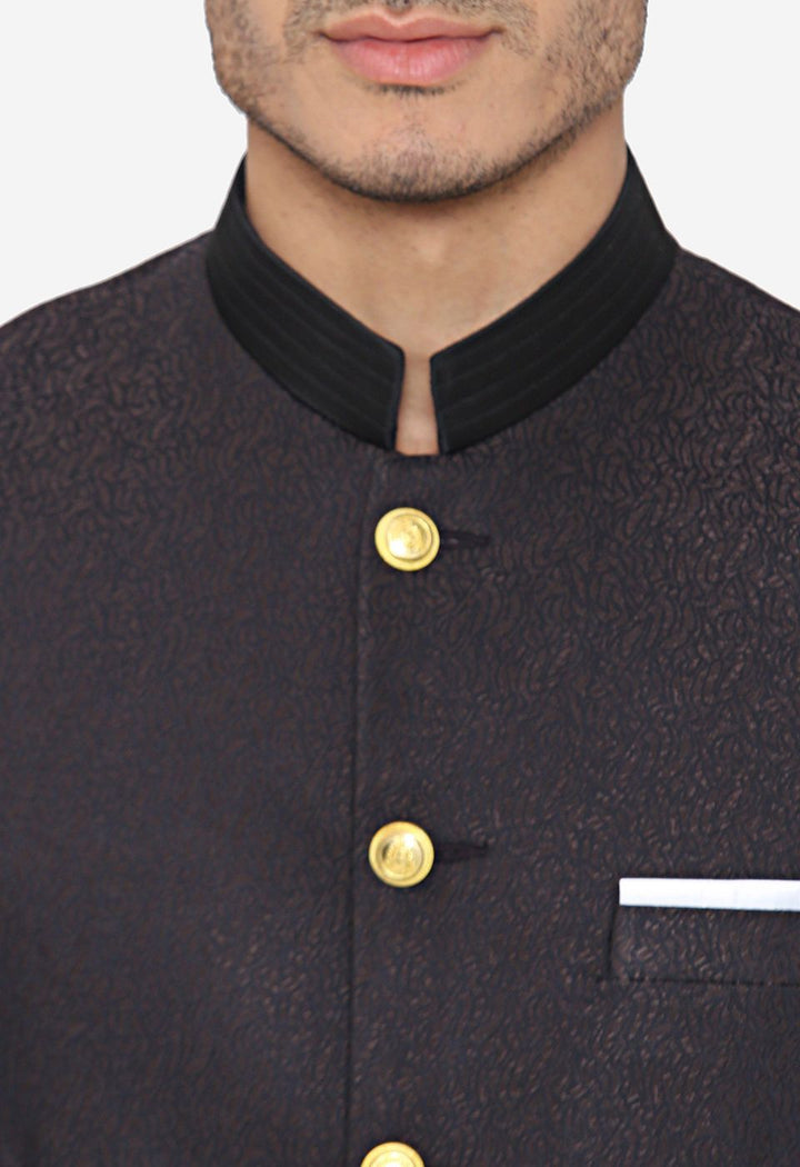 Jacquard Fabric Brown Bandhgala