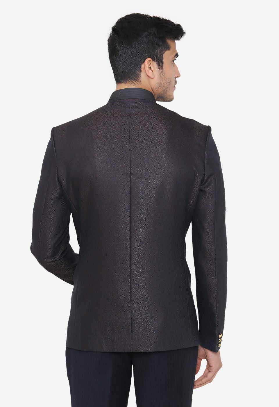 Jacquard Fabric Brown Bandhgala