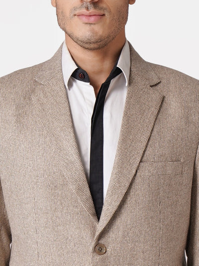 WINTAGE Men's Tweed Casual and Festive Blazer Coat Jacket: Beige