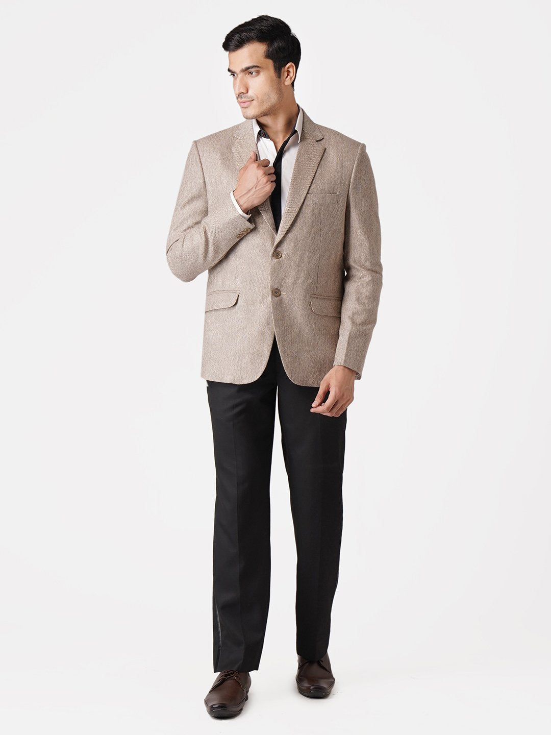 WINTAGE Men's Tweed Casual and Festive Blazer Coat Jacket: Beige