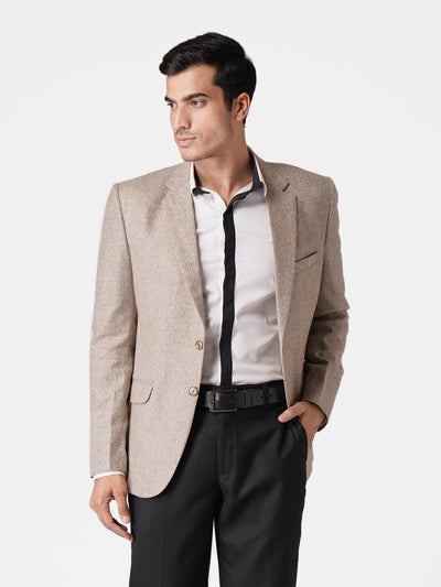 WINTAGE Men's Tweed Casual and Festive Blazer Coat Jacket: Beige