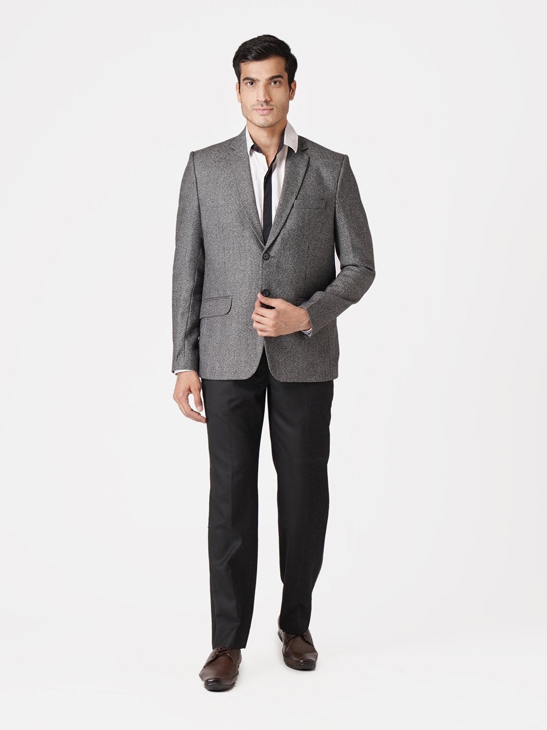 WINTAGE Men's Tweed Casual and Festive Blazer Coat Jacket: Grey