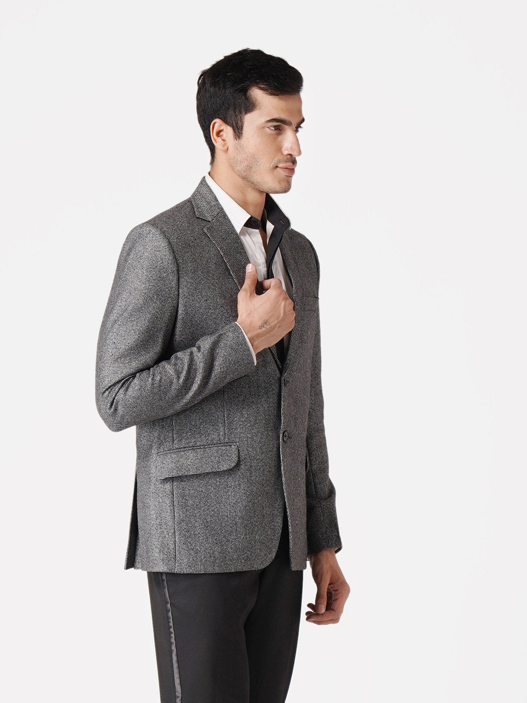 WINTAGE Men's Tweed Casual and Festive Blazer Coat Jacket: Grey