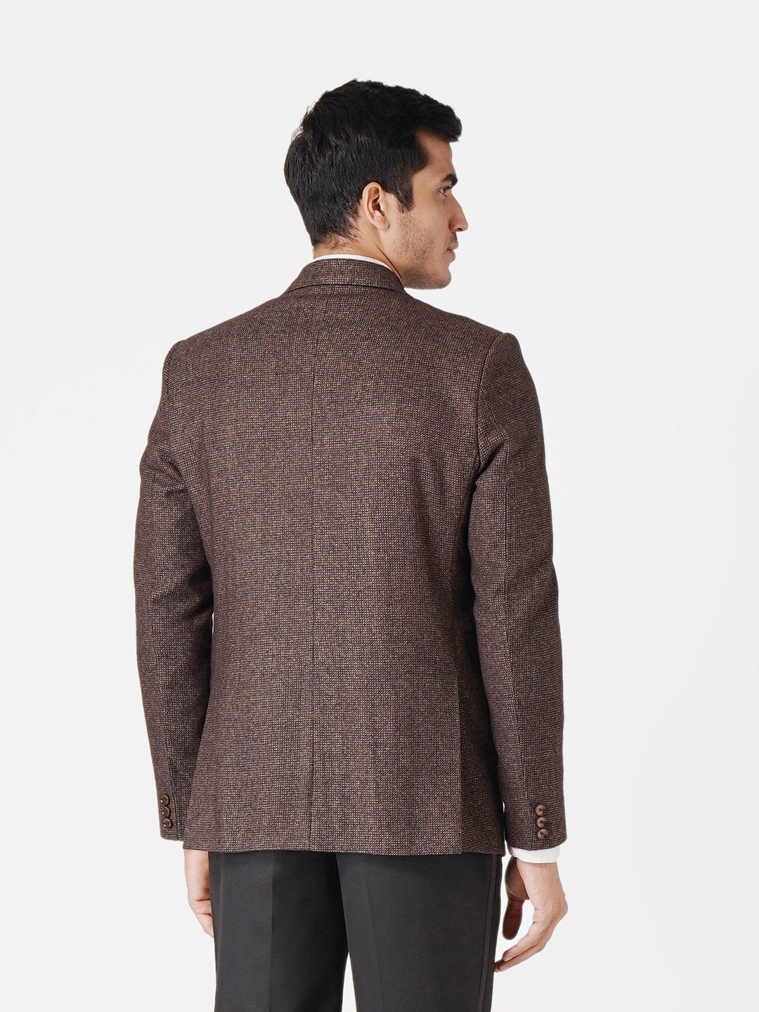 WINTAGE Men's Tweed Casual and Festive Blazer Coat Jacket: Dark Brown