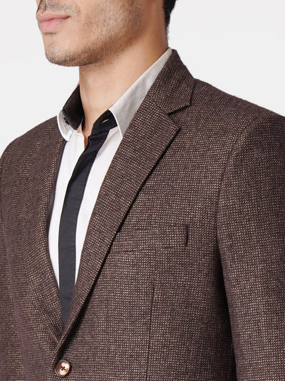 WINTAGE Men's Tweed Casual and Festive Blazer Coat Jacket: Dark Brown