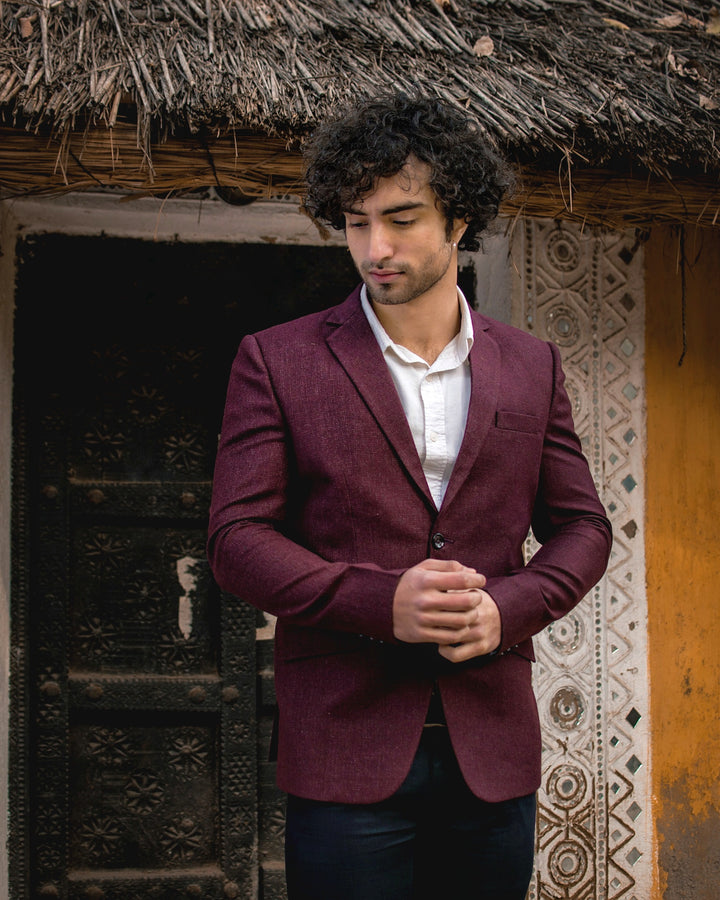 Tweed Maroon Blazer