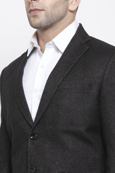 WINTAGE Men's Tweed Wool Casual and Festive Blazer Coat Jacket:Black