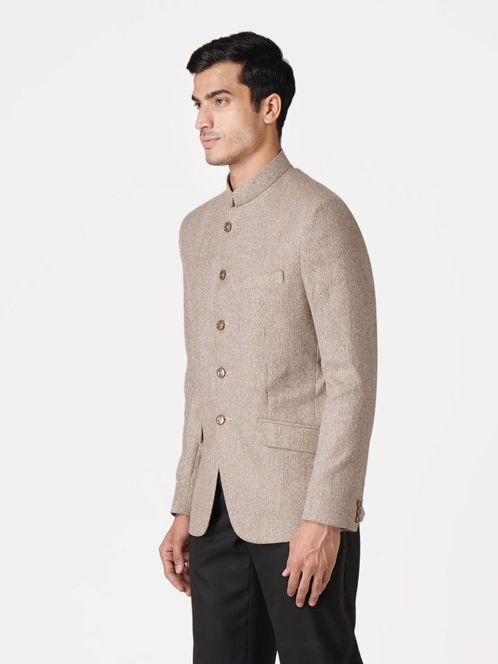 WINTAGE Men's Tweed Casual and Festive Blazer Coat Jacket: Beige