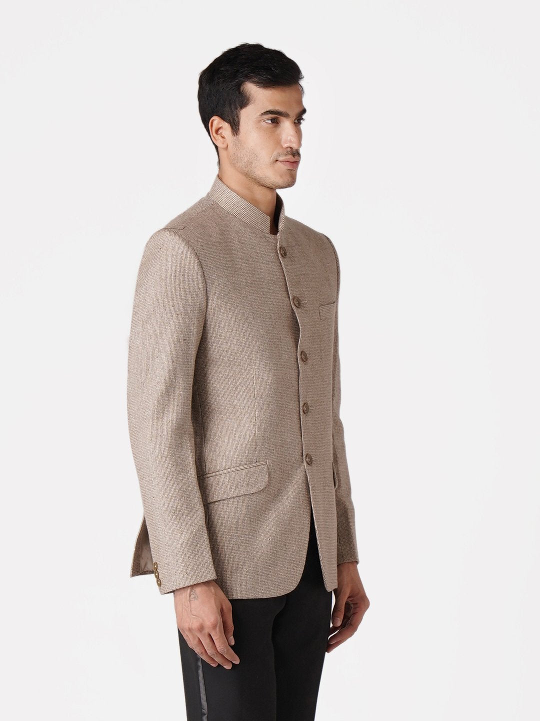 WINTAGE Men's Tweed Casual and Festive Blazer Coat Jacket: Beige