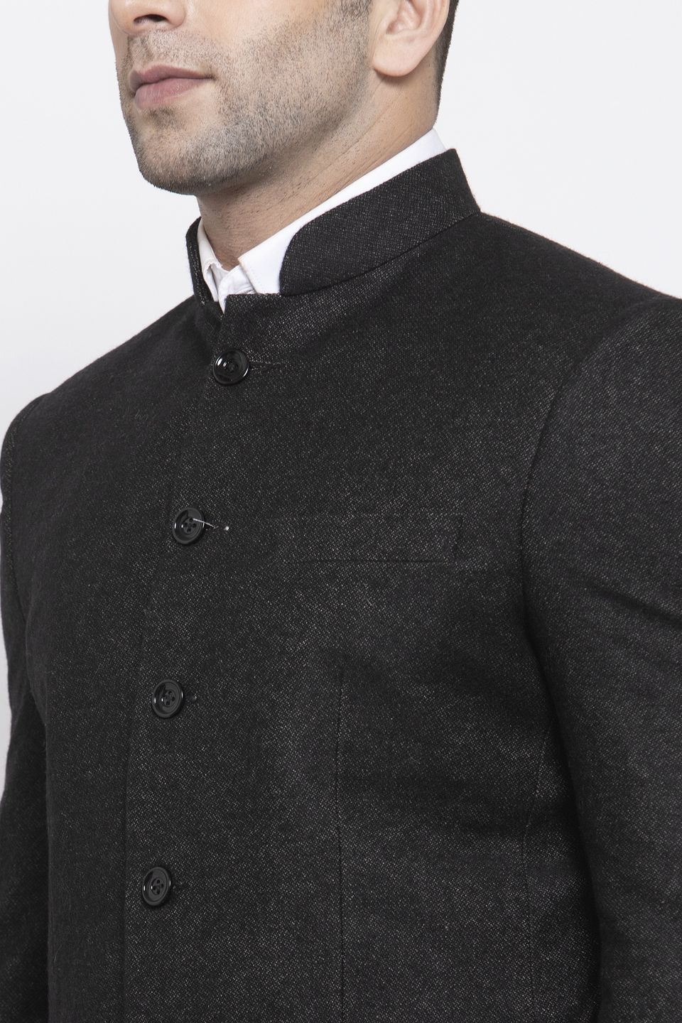 WINTAGE Men's Tweed Wool Casual and Festive Blazer Coat Jacket:Black