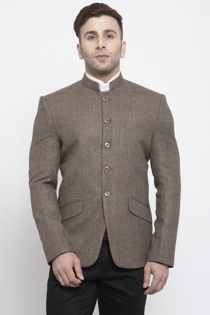 WINTAGE Men's Tweed Wool Casual and Festive Blazer Coat Jacket:Brown