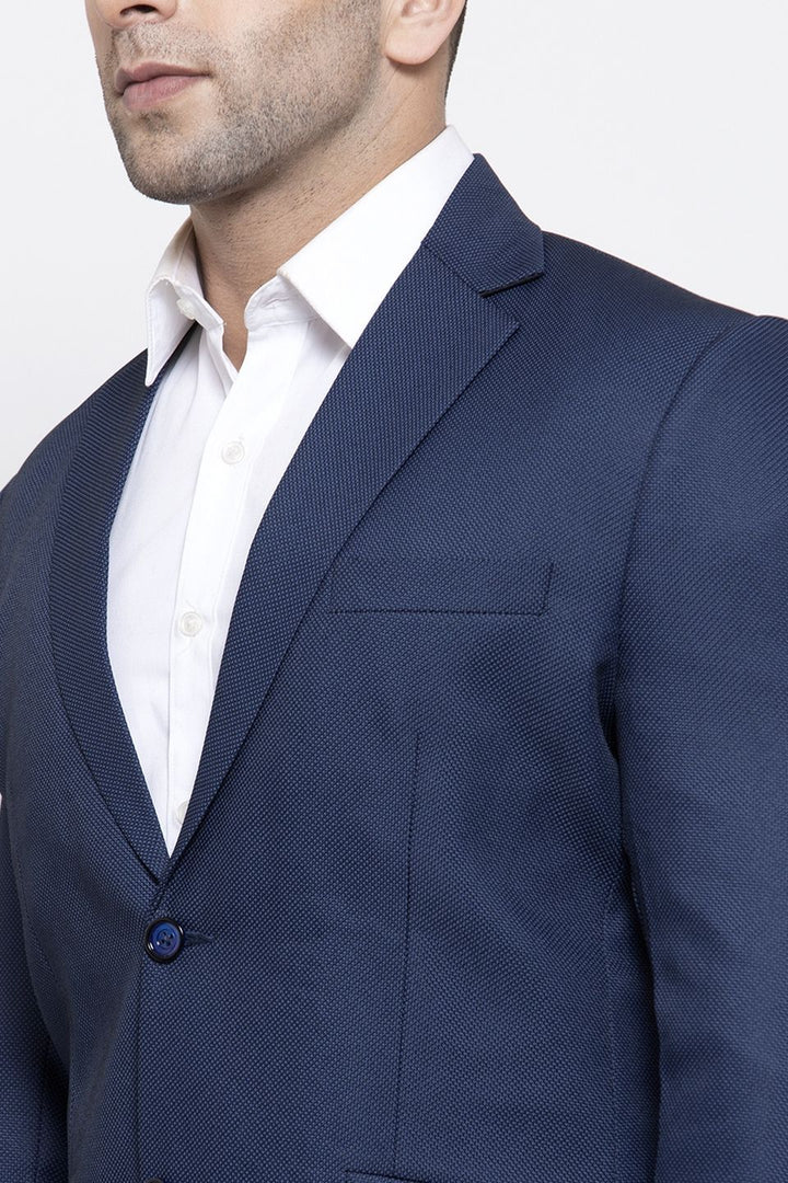 WINTAGE Men's Polyester Cotton Festive and Casual Blazer Coat Jacket : Blue