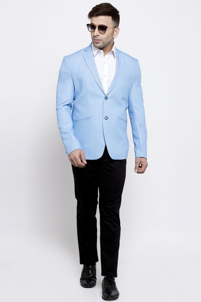 WINTAGE Men's Polyester Cotton Festive and Casual Blazer Coat Jacket : Blue