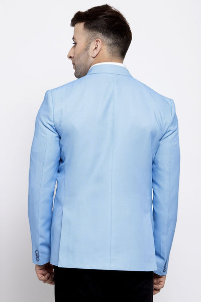 WINTAGE Men's Polyester Cotton Festive and Casual Blazer Coat Jacket : Blue