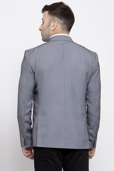WINTAGE Men's Polyester Cotton Festive and Casual Blazer Coat Jacket : Silver