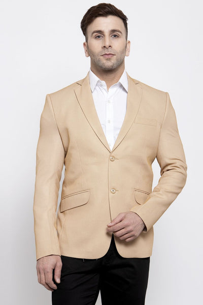 WINTAGE Men's Polyester Cotton Festive and Casual Blazer Coat Jacket : Beige