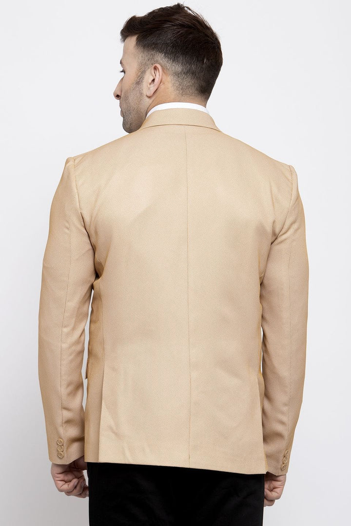 WINTAGE Men's Polyester Cotton Festive and Casual Blazer Coat Jacket : Beige