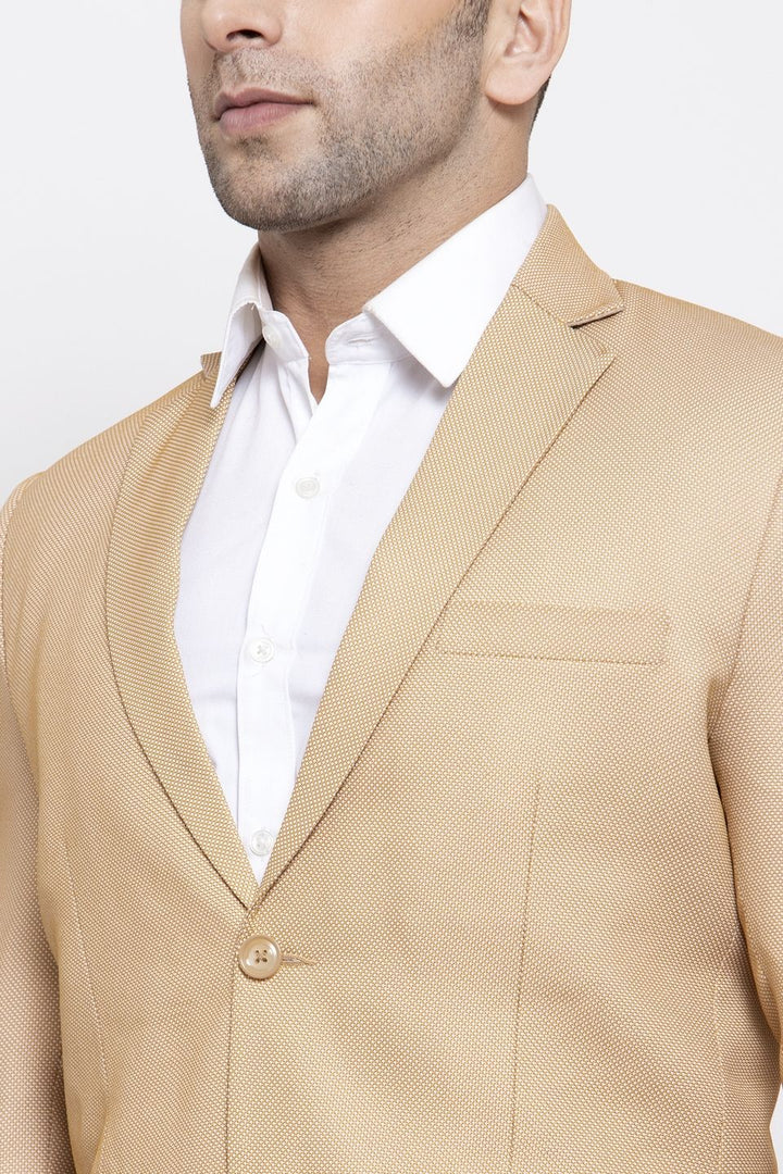 WINTAGE Men's Polyester Cotton Festive and Casual Blazer Coat Jacket : Beige