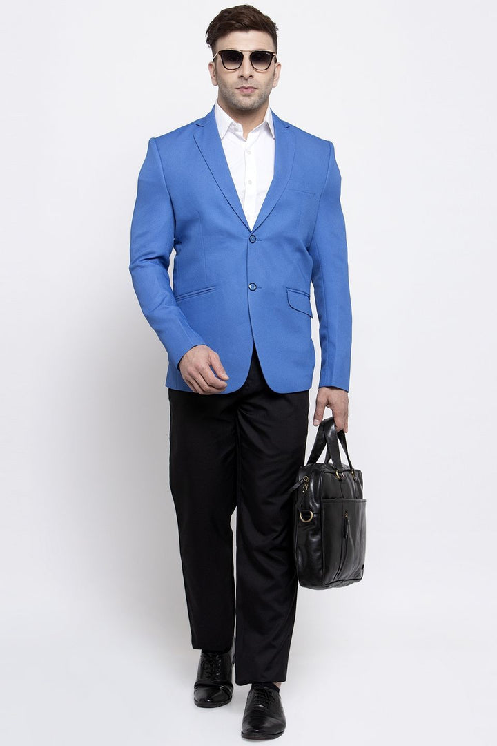 WINTAGE Men's Polyester Cotton Festive and Casual Blazer Coat Jacket : BeigeLue