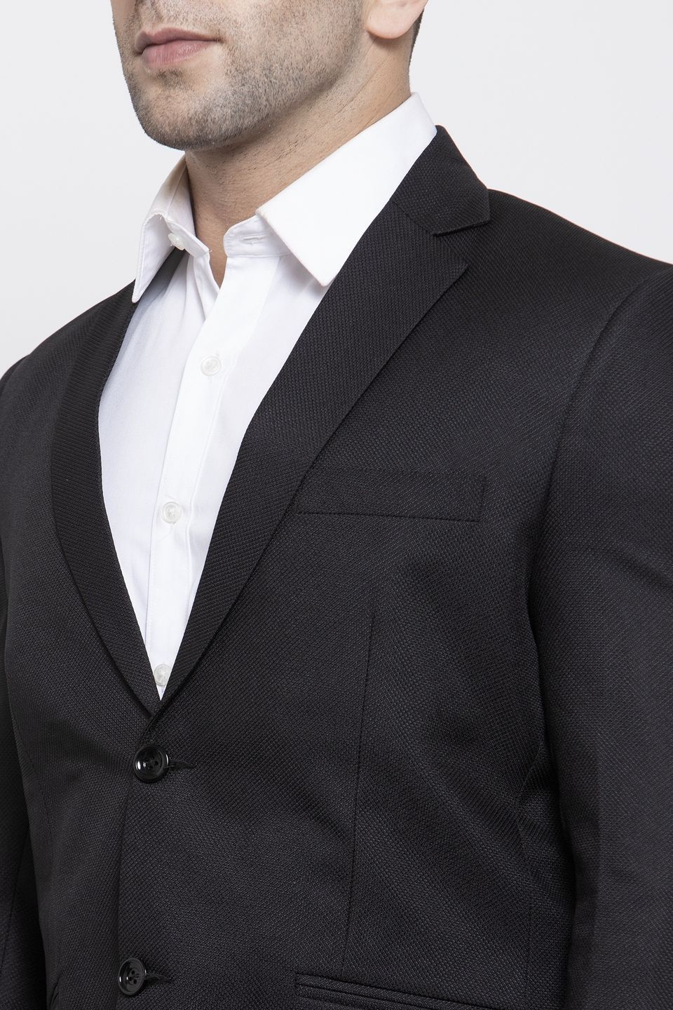WINTAGE Men's Polyester Cotton Festive and Casual Blazer Coat Jacket : Black