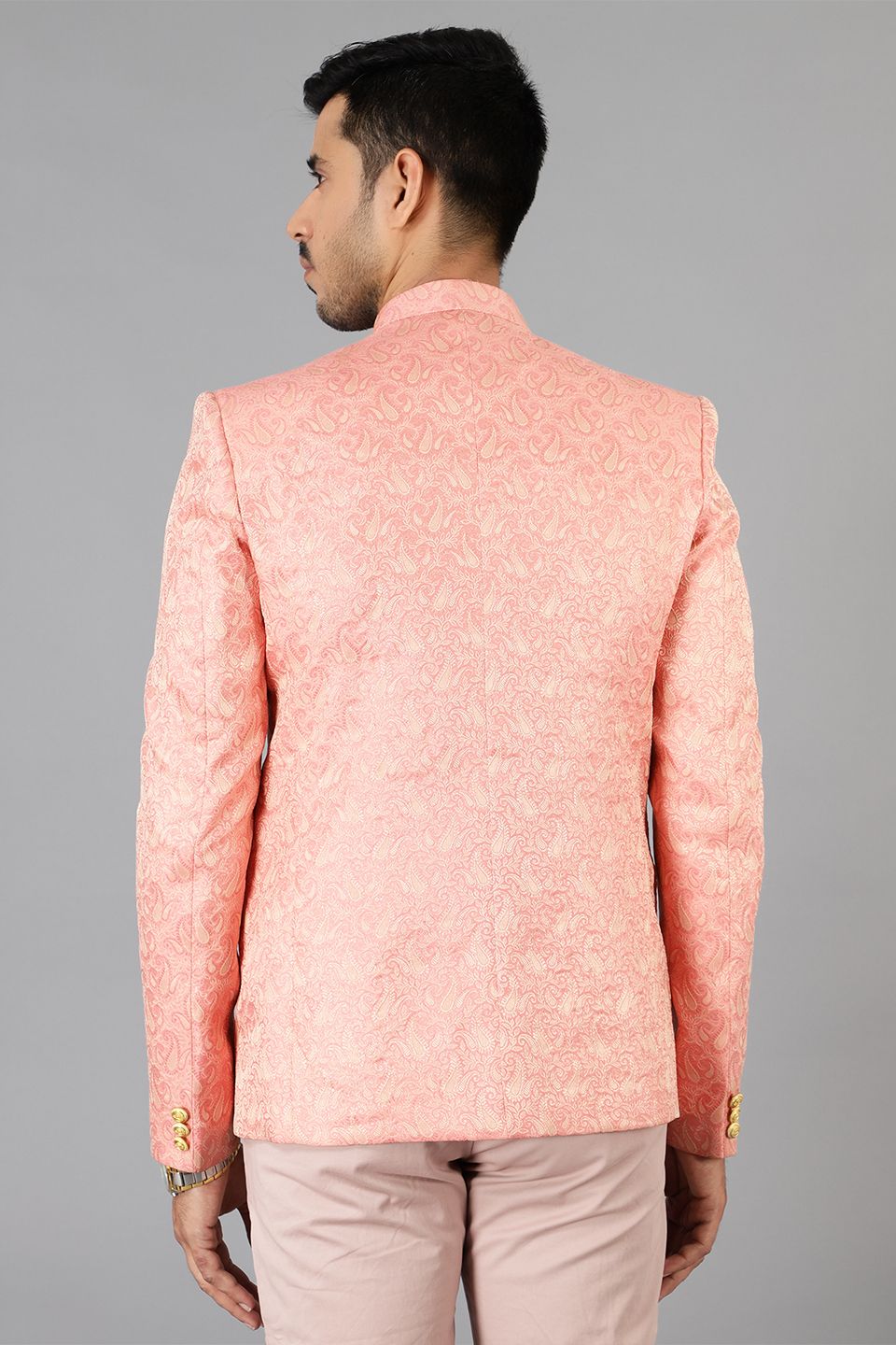 Banarasi Rayon Cotton Pink Bandhgala