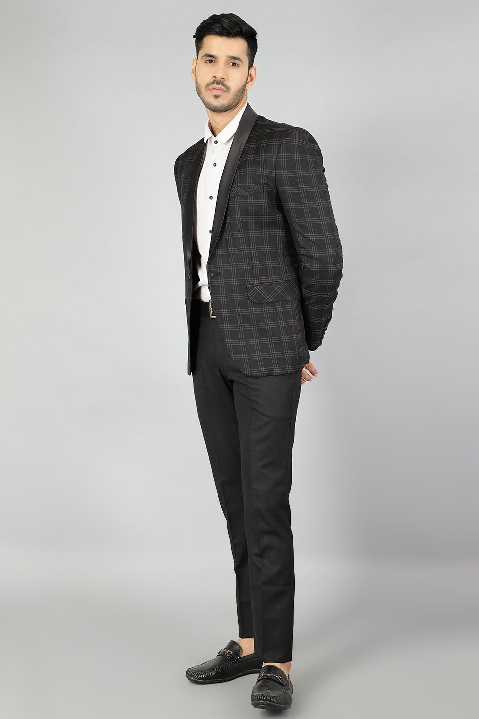 PV Wool Checkered Black Blazer