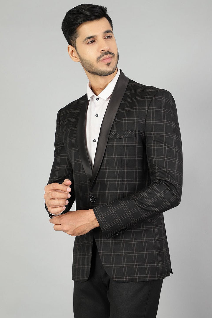 PV Wool Checkered Black Blazer