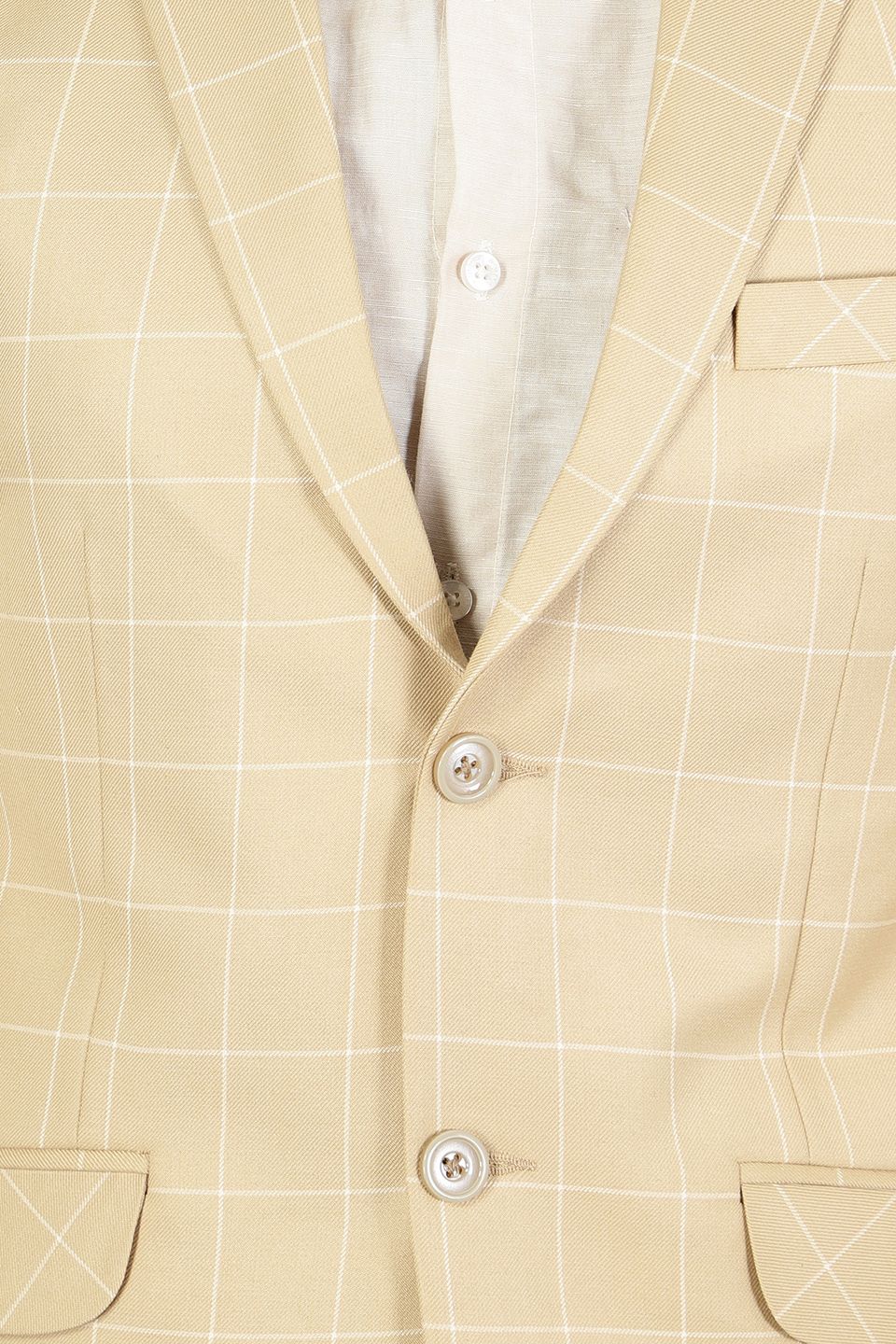 Poly Viscose Checkered Gold Blazer