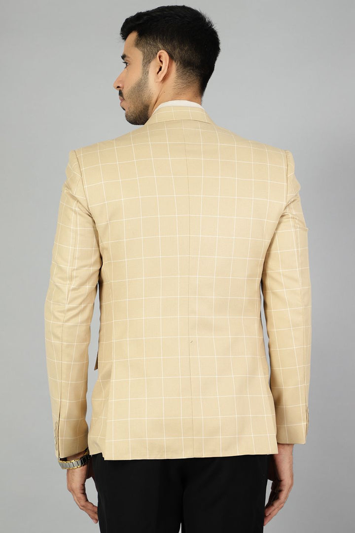 Poly Viscose Checkered Gold Blazer