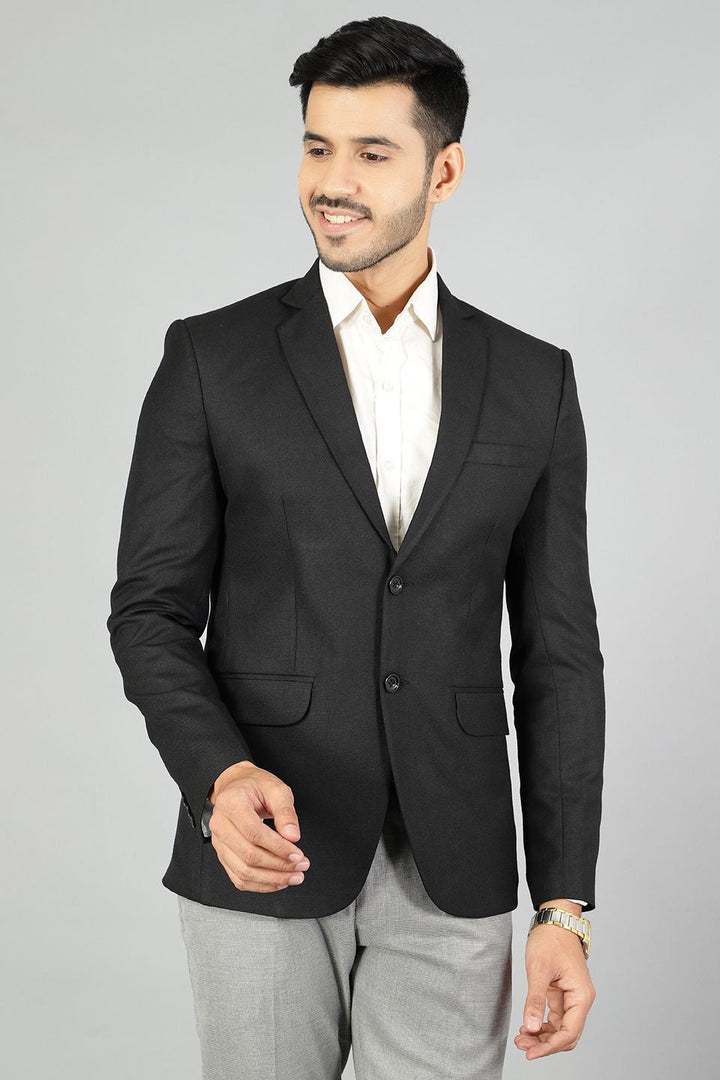 Polyester Cotton Plain Black Blazer