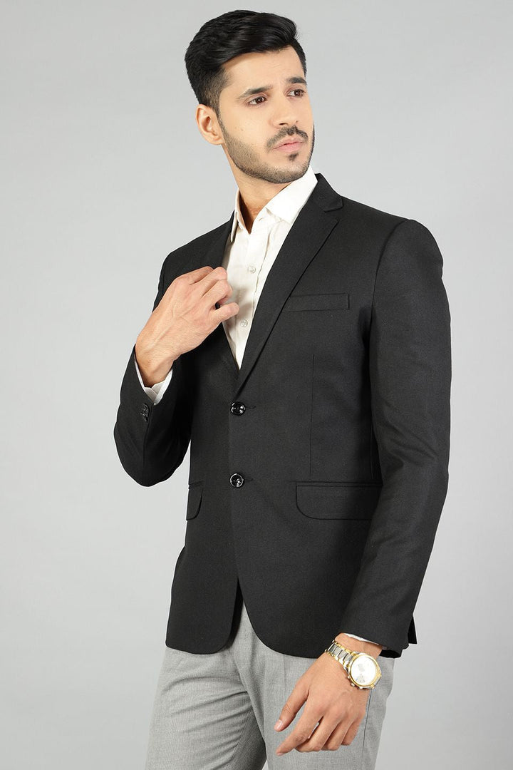 Polyester Cotton Plain Black Blazer