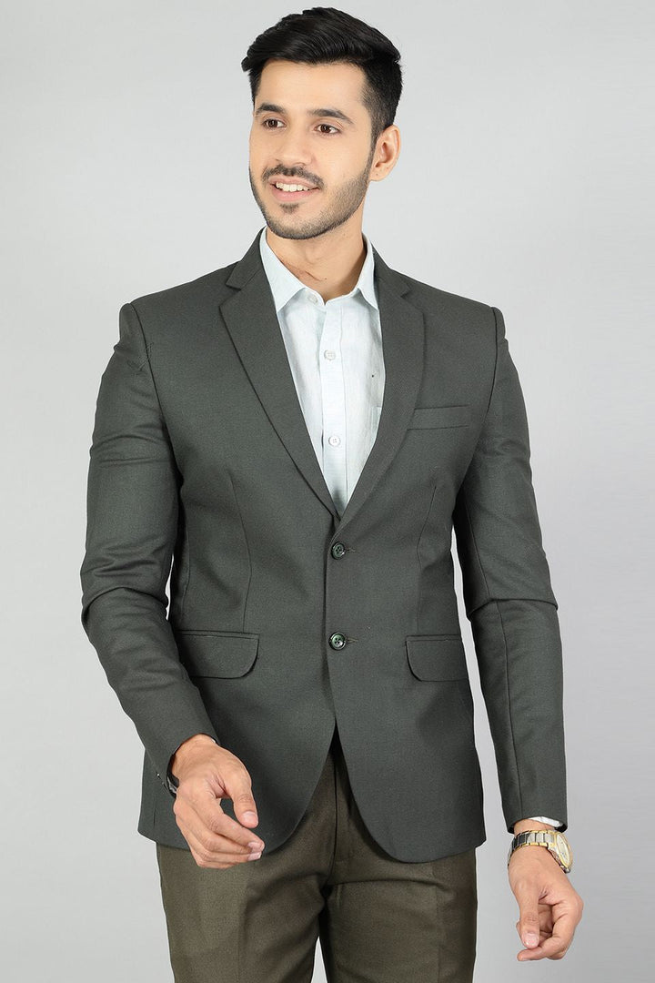 Polyester Cotton Plain Green Blazer