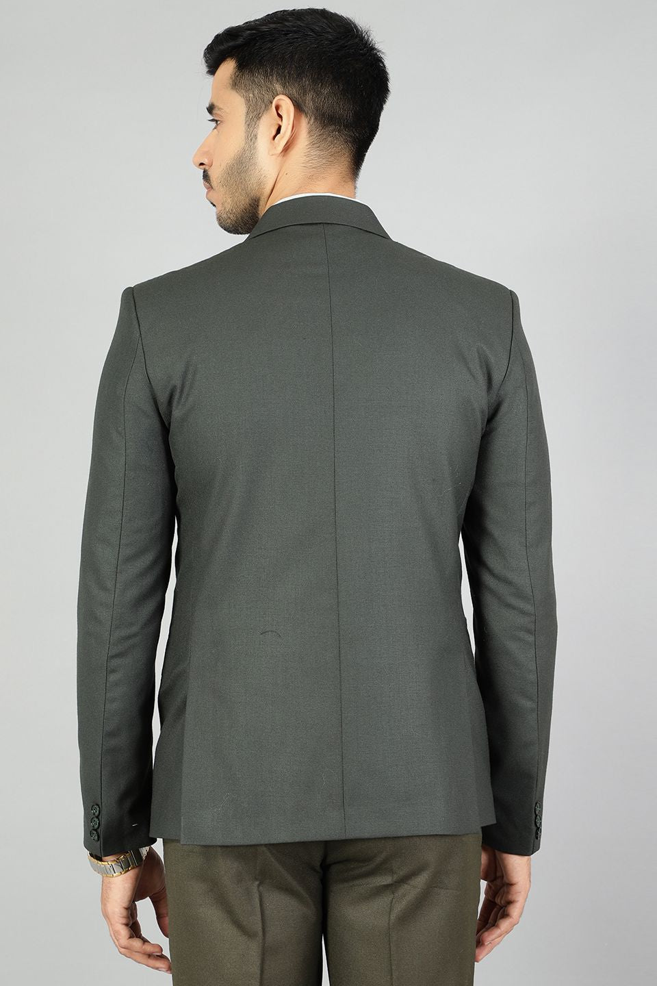 Polyester Cotton Plain Green Blazer