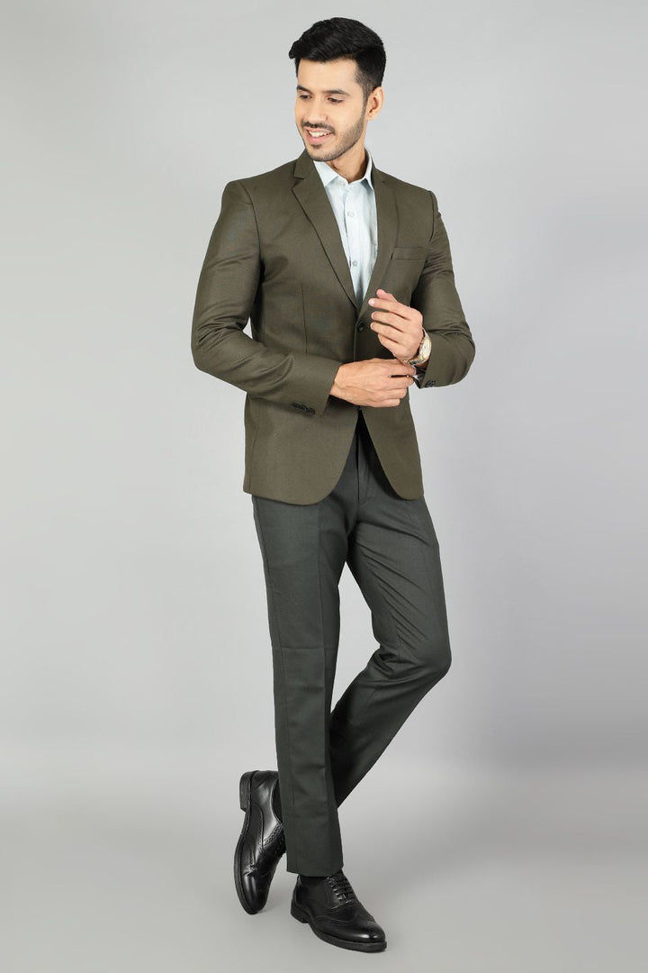 Polyester Cotton Plain Green Blazer