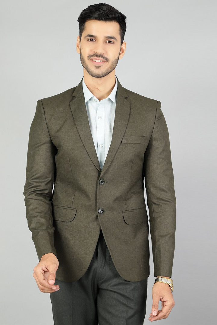 Polyester Cotton Plain Green Blazer