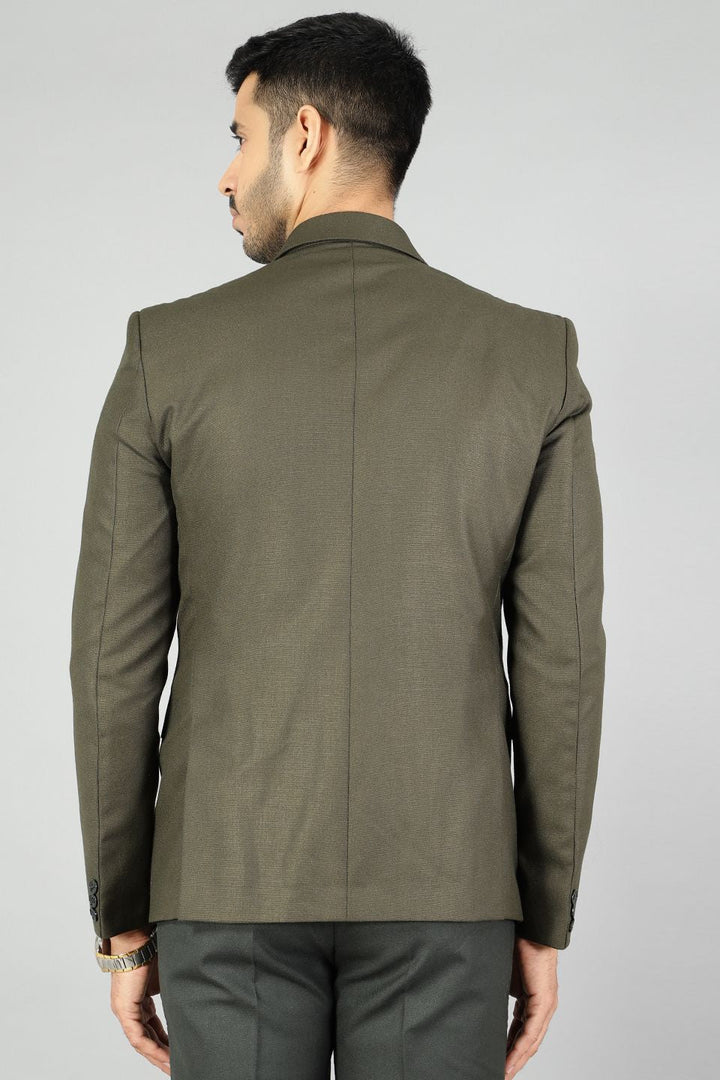 Polyester Cotton Plain Green Blazer