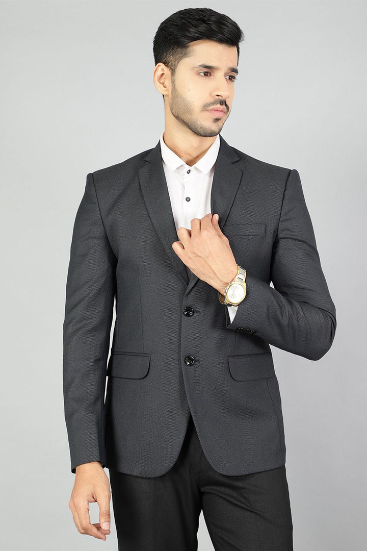 Polyester Cotton Plain Black Blazer