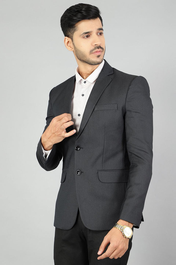 Polyester Cotton Plain Black Blazer