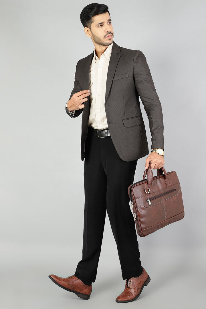 Polyester Cotton Plain Brown Blazer