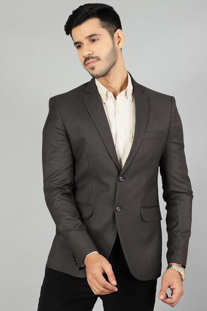 Polyester Cotton Plain Brown Blazer