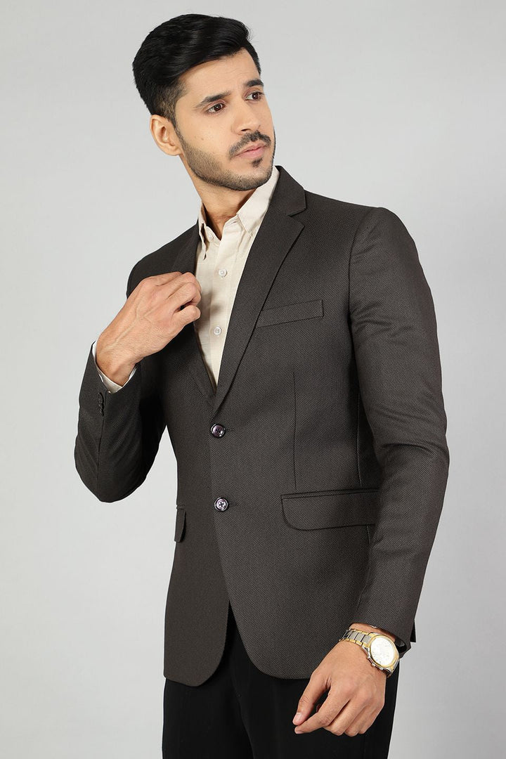 Polyester Cotton Plain Brown Blazer