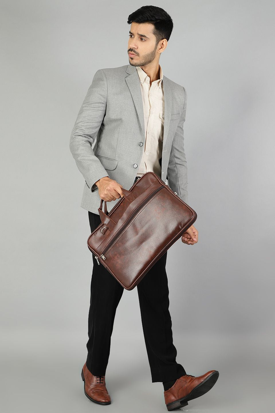 Polyester Cotton Plain Grey Blazer