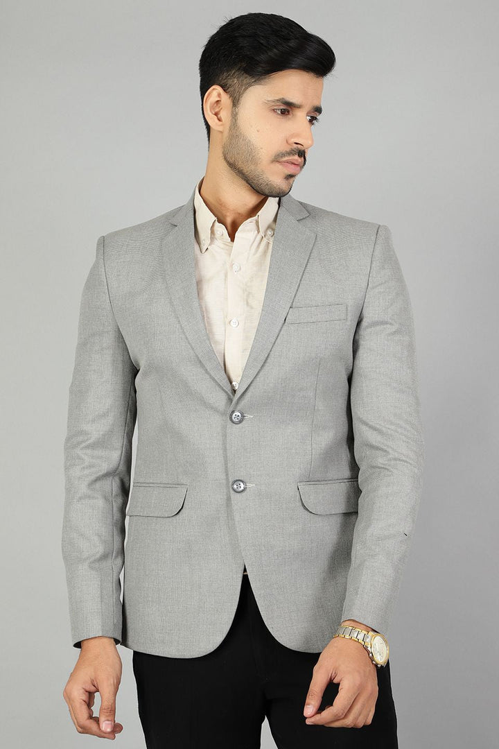 Polyester Cotton Plain Grey Blazer