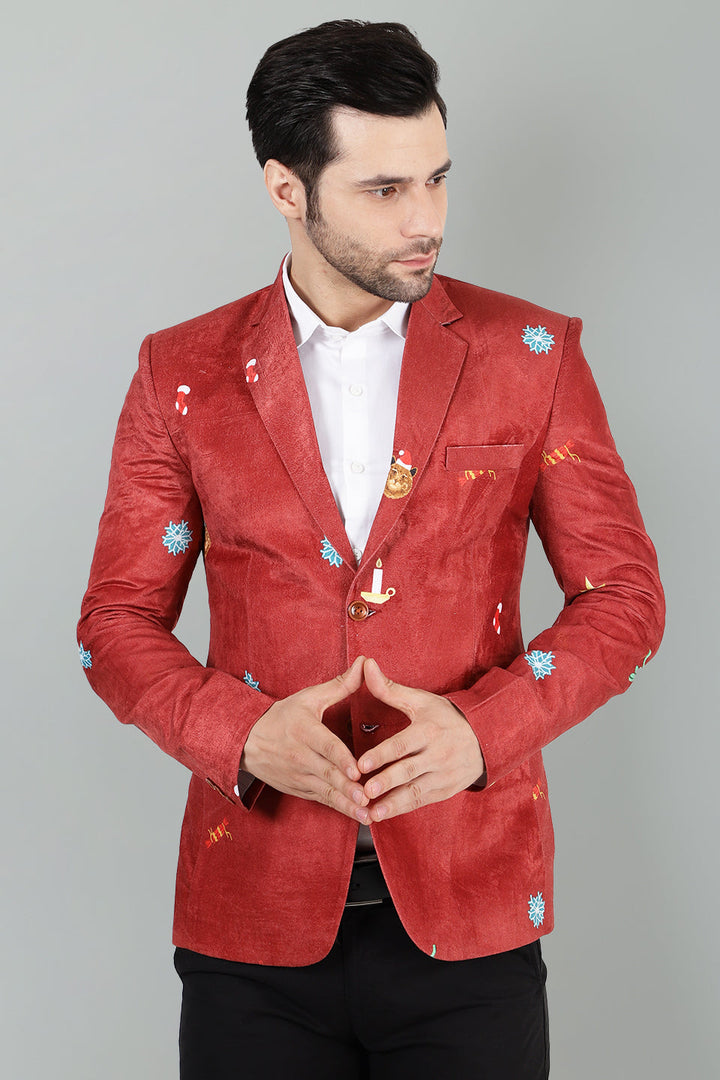 Dust Free Velvet Christmas Red Blazer