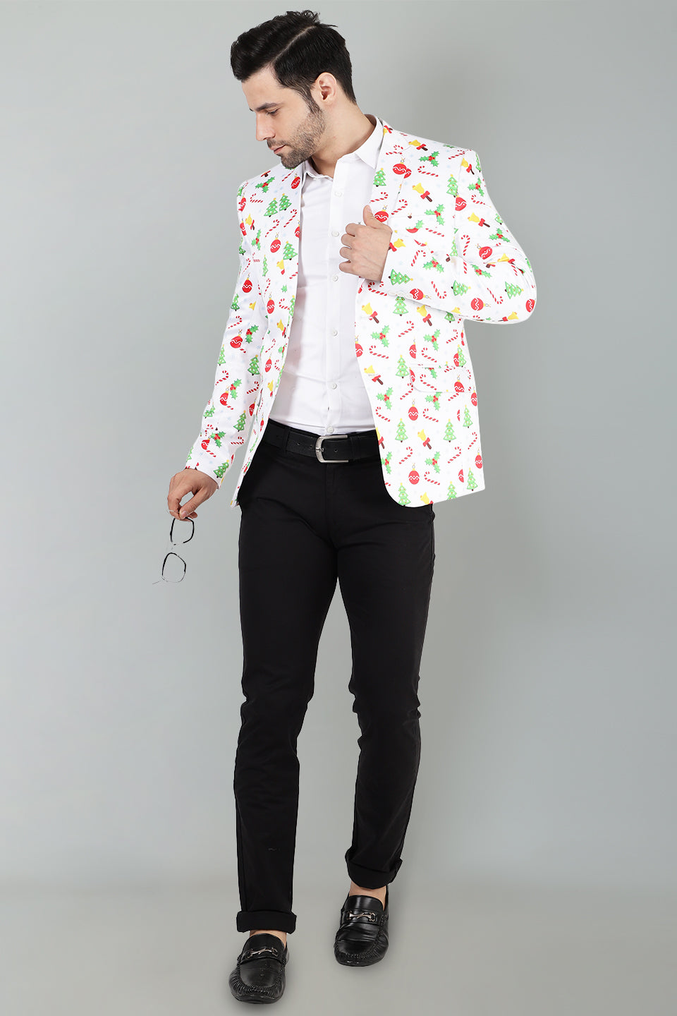 Polyester Christmas White Blazer