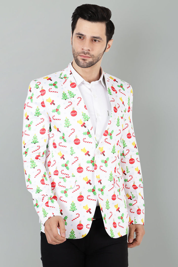 Polyester Christmas White Blazer