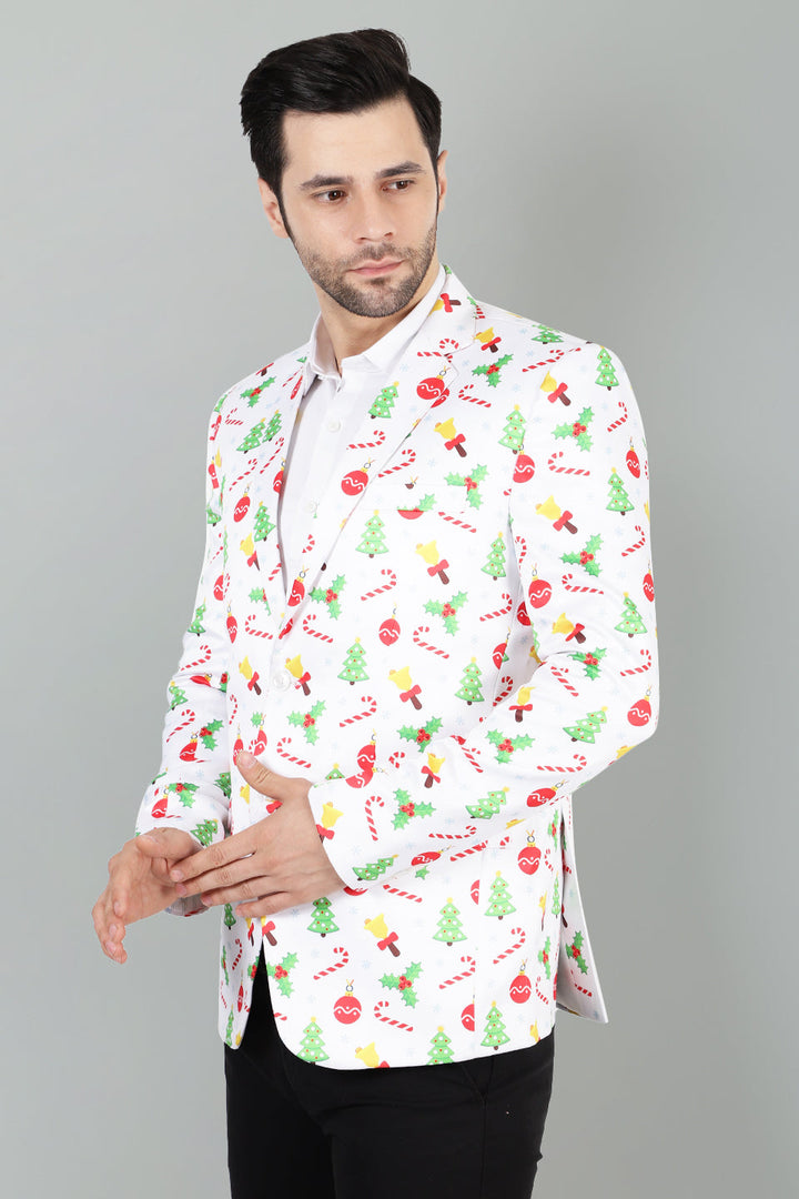 Polyester Christmas White Blazer