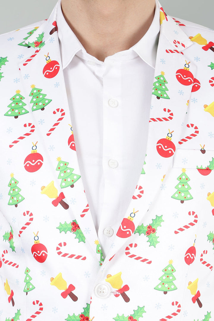 Polyester Christmas White Blazer